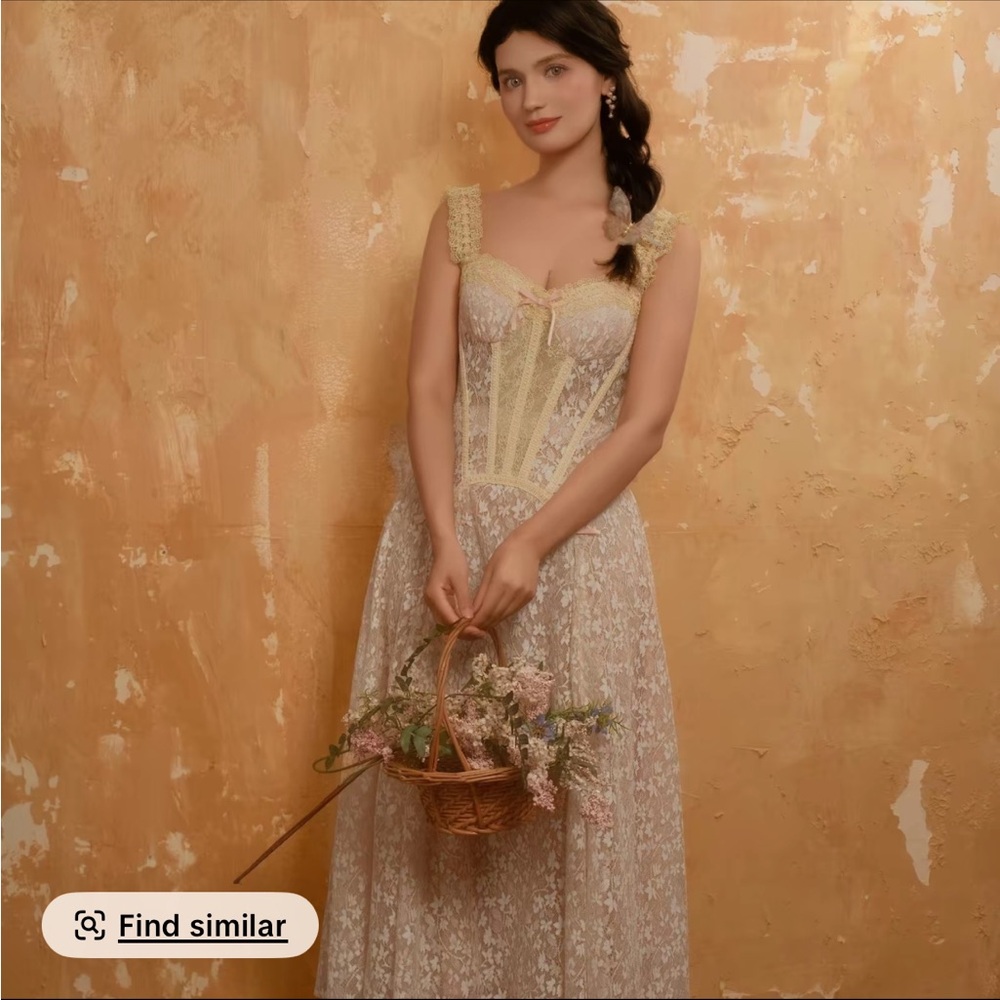 Elegant Lace Gown with Floral Details